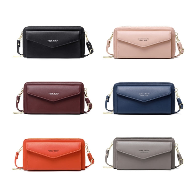 1665 RFID Anti-magnetic Anti-theft Touch Screen Cross-Body Phone Bag Card Holder, Black, Orange, Red Wine, Grey, Royal Blue, Pink