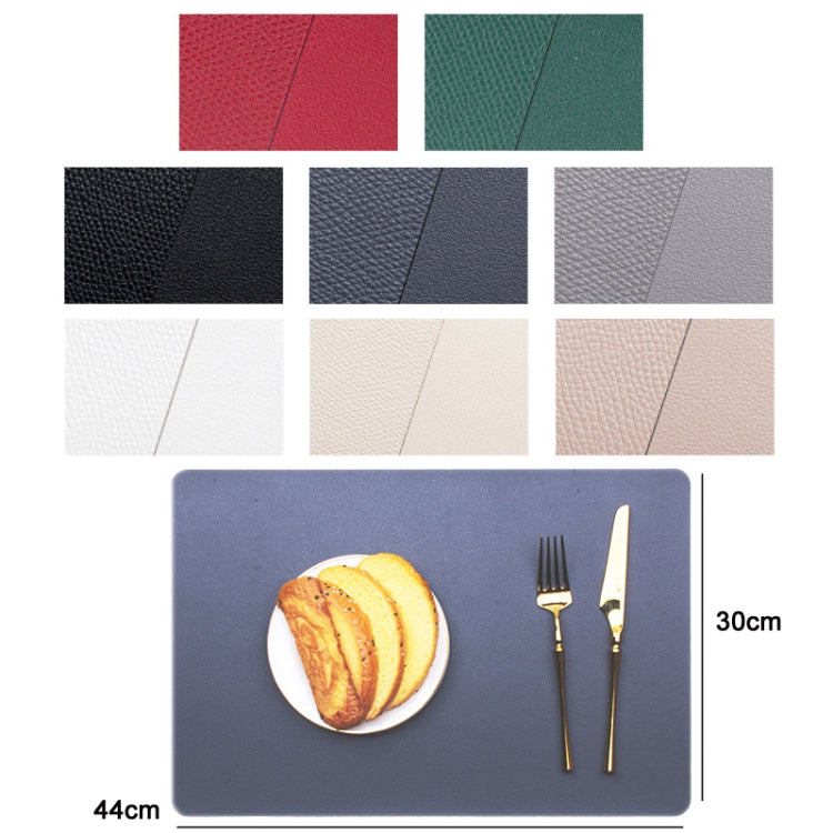 2 PCS PU Waterproof Oilproof Leather Heat Insulation Placemat, Black, Apricot, Dark Gray, Light Gray, Creamy White, White, Red, Green