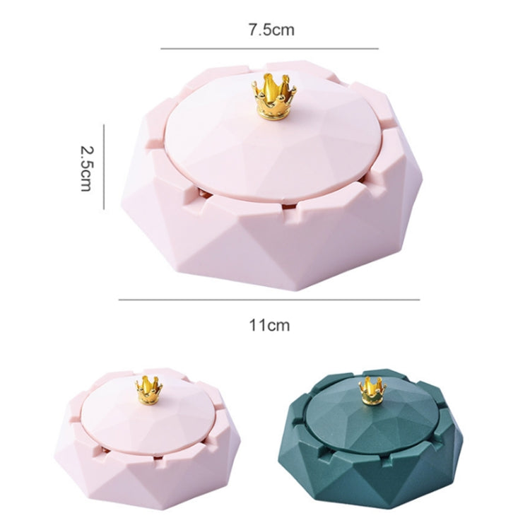 Stainless Steel Liner Ashtray With Cover Crown Home Decoration, Pink, Dark Green