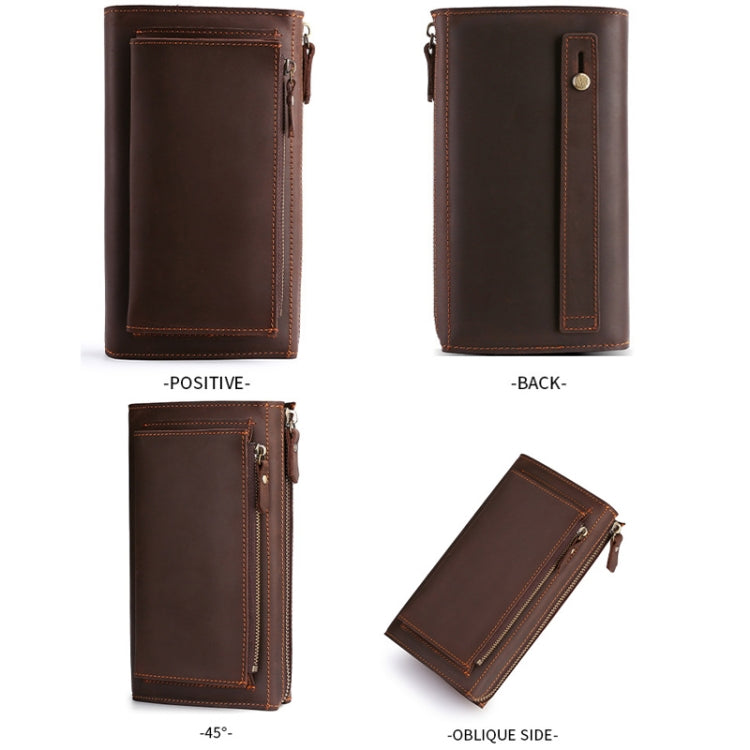TP-6029  Crazy Horse Leather Men Clutch Large Capacity Mobile Phone Bag Wallet, TP-6029 (Black), TP-6029 (Dark Brown)