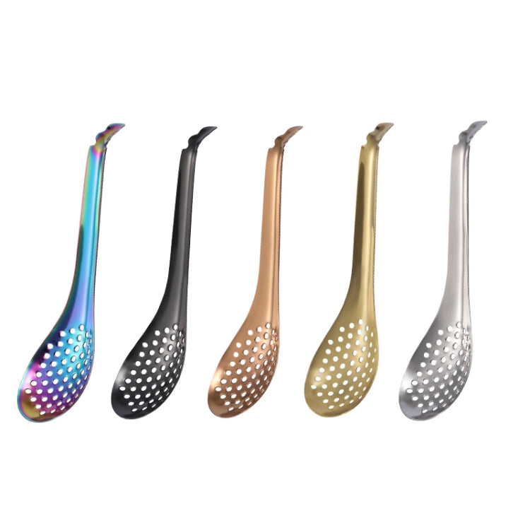 2 PCS 304 Stainless Steel Small Caviar Colander Molecular Cooking Spoon, True Color, Golden, Rose Gold, Colored, Black