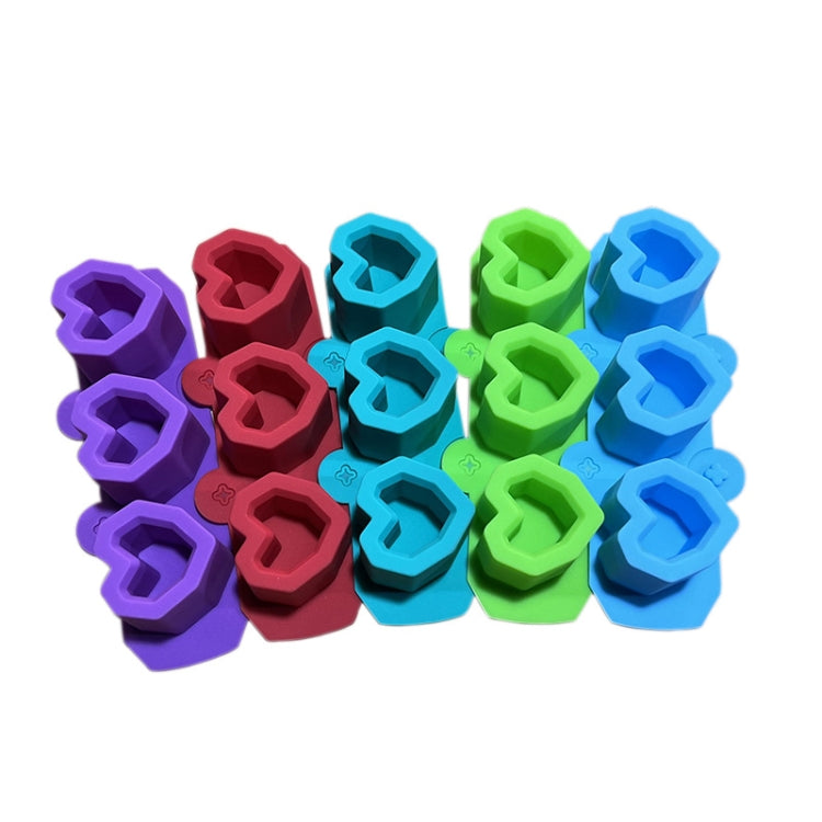 2 PCS 3 Grid Love-shaped Ice Cup Ice Tray Silicone Mold Cake Mold, Blue, Green, Dark Green, Purple, Red, Pink