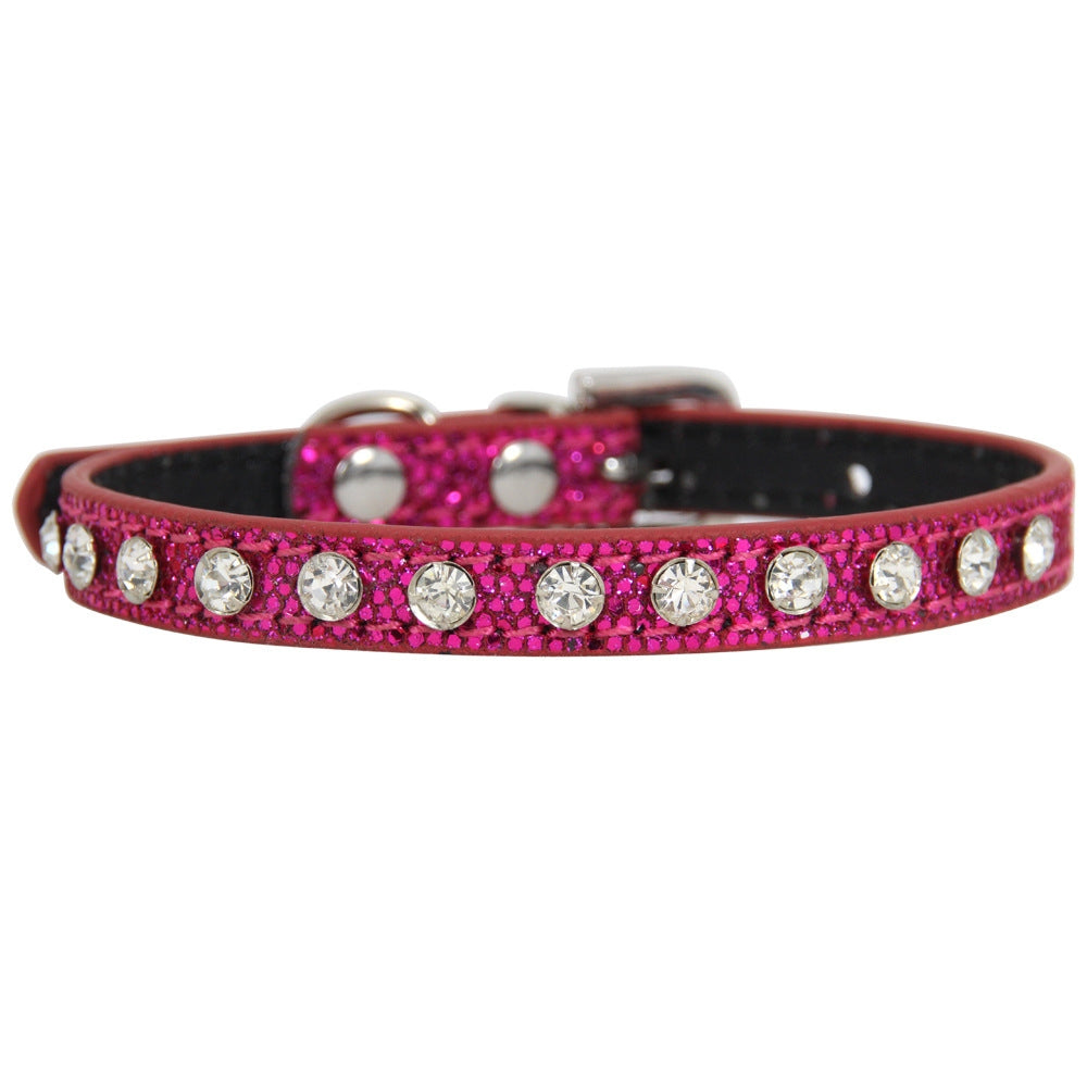 1.0 x 30cm Glitter Diamond Cat Neck Collar Decorative Supplies, Color: Diamond Rose Red