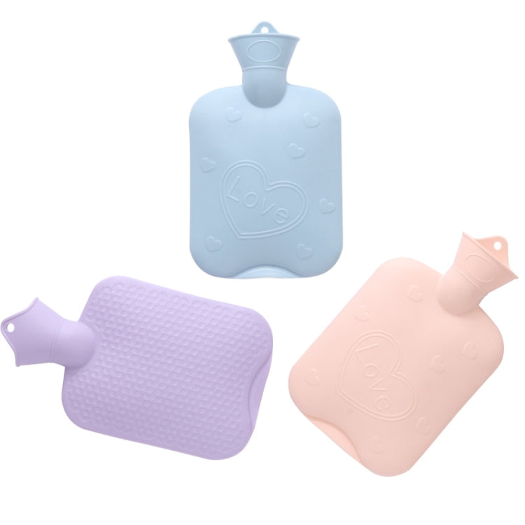 006 1000ml Thickened Explosion-proof Heart Embossed Water Injection Hot Water Bag, C Model Blue, C Model Purple, C Model Pink