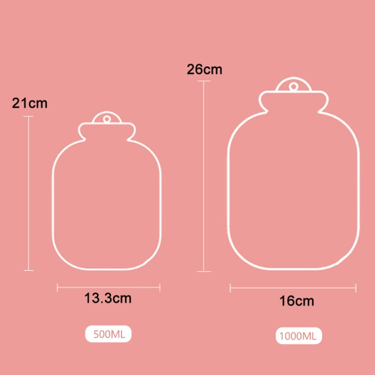Cartoon Plush Portable Water Jection Mini Hot Water Bag, 500ML Pink, 500ML Blue, 500ML Green, 500ML Mint Green, 1000ML Pink, 1000ML Blue, 1000ML Green, 1000ML Mint Green, 1000ML Insert Yellow, 1000ML Insert Green