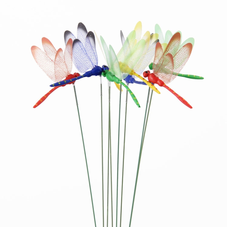 Simulation Plug Rod Magnetic Dragonfly Home Wall Garden Decoration, 1PCS Green, 1PCS Yellow, 1PCS Red, 1PCS Blue