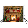 Christmas Layout Fireplace Photography Background Cloth