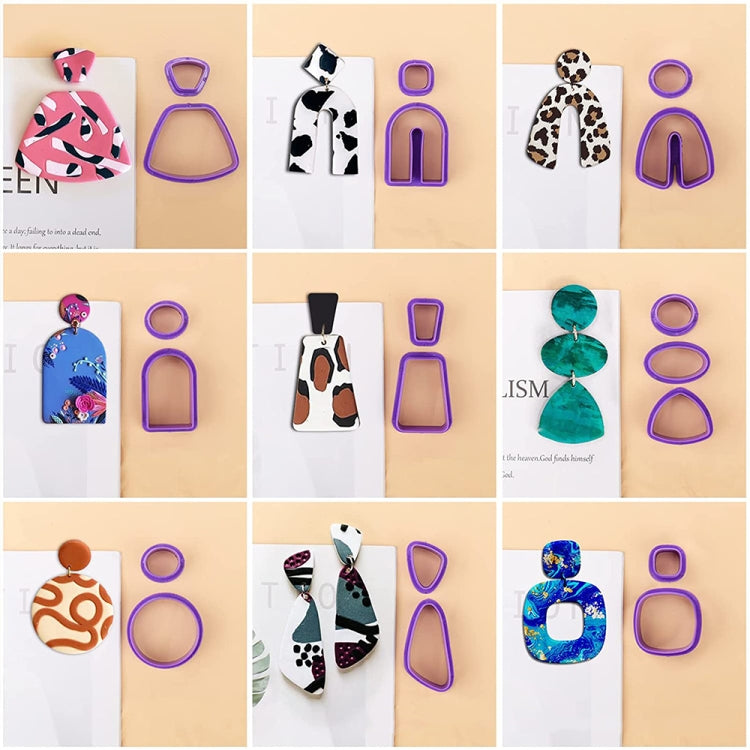 18 In 1 Soft Clay Earring Molds DIY Handmade Clay Cutter Clay Earrings Making Molds, 18 In 1 (Yellow), 18 In 1 (Blue), 18 In 1 (Purple), 18 In 1 (Pink)