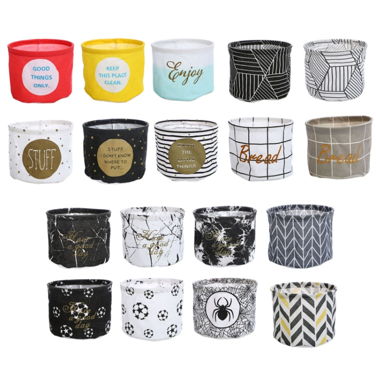 Fabric Storage Basket Desktop Organizer Basket, Style:, Black Football, White STUFF, White Grid, Blue KEEP, White Football, White Marble Pattern, Red KEEP, Black Cloud Pattern, White Prismatic, Stripes ENJOY, Spider Web, Black STUFF, Black Prismatic���...