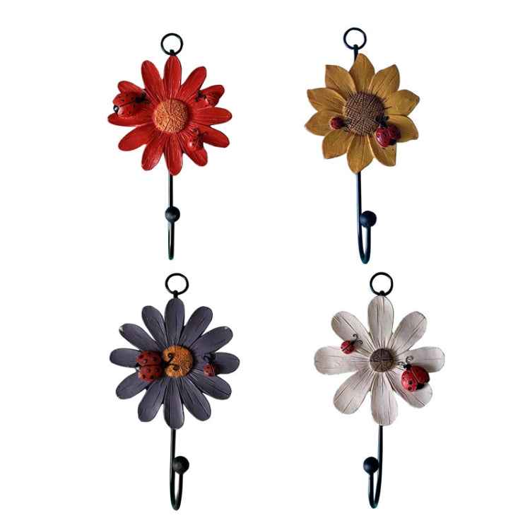 Wall Coat Hooks Resin Flower Home Decor Hangings, 2 PCS White, 2 PCS Purple, 2 PCS Red, 2 PCS Yellow