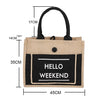 Portable Shopping Bag Waterproof Linen Lunch Bag, Black, White