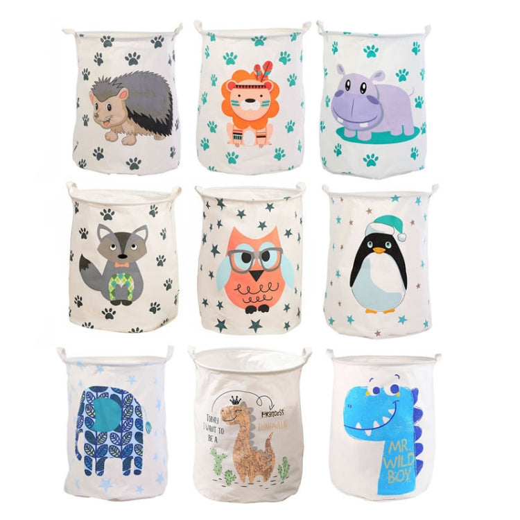 Cartoon Dirty Laundry Basket Waterproof Fabric Storage Bag, Owl, Camel, Elephant, Lion, Hippo, Penguin, Hedgehog, Dinosaur, Fox