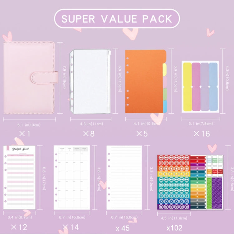 A6 Macaron PU Leather Loose-leaf Notebook Cash Budget Handbook, XJYS-010 Green, XJYS-010  Blue, XJYS-010  Pink, XJYS-010  Purple, XJYS-010 Yellow, XJYS-010 Black