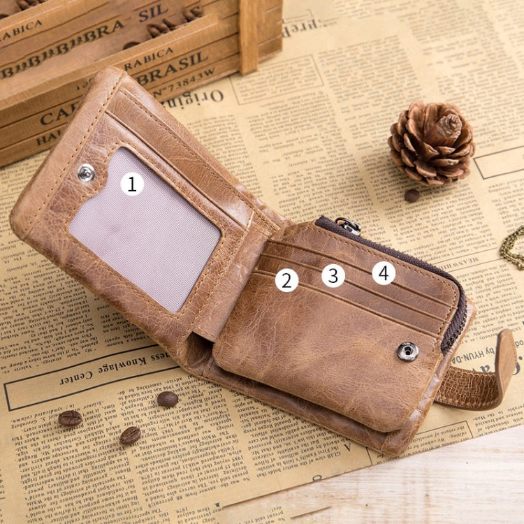 BUFF CAPTAIN 01 Multifunctional Detachable Vintage Leather Buckle Horizontal Wallet, 01(Coffee), 01(Brown)