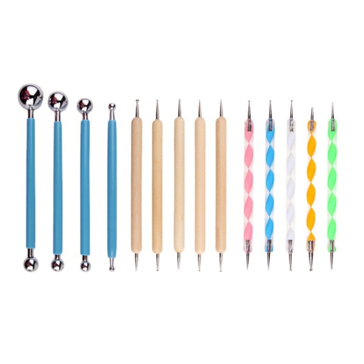 Ceramic Clay Indentation Sculpting Scraper Dotted Drill Nail Art Pen, 14 PCS/Set