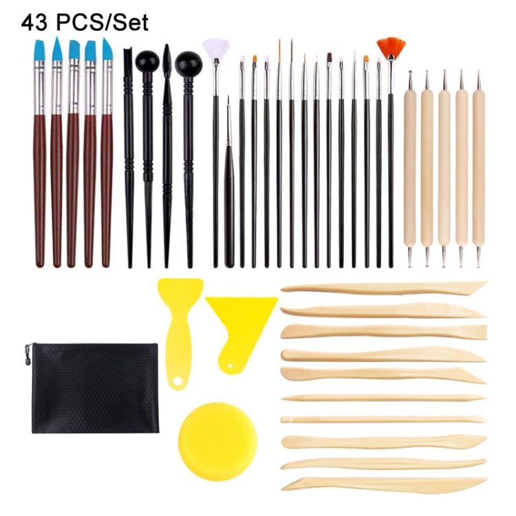 Ceramic Clay Plastic Scraper Nail Silicone Dot Drill Indentation Pen, 43 PCS/Set