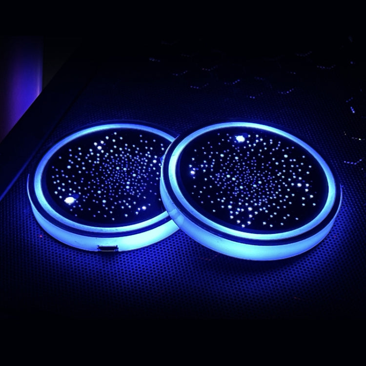 1 Pair Automotive LED Colorful Luminous Water Coaster Acrylic Car Cup
