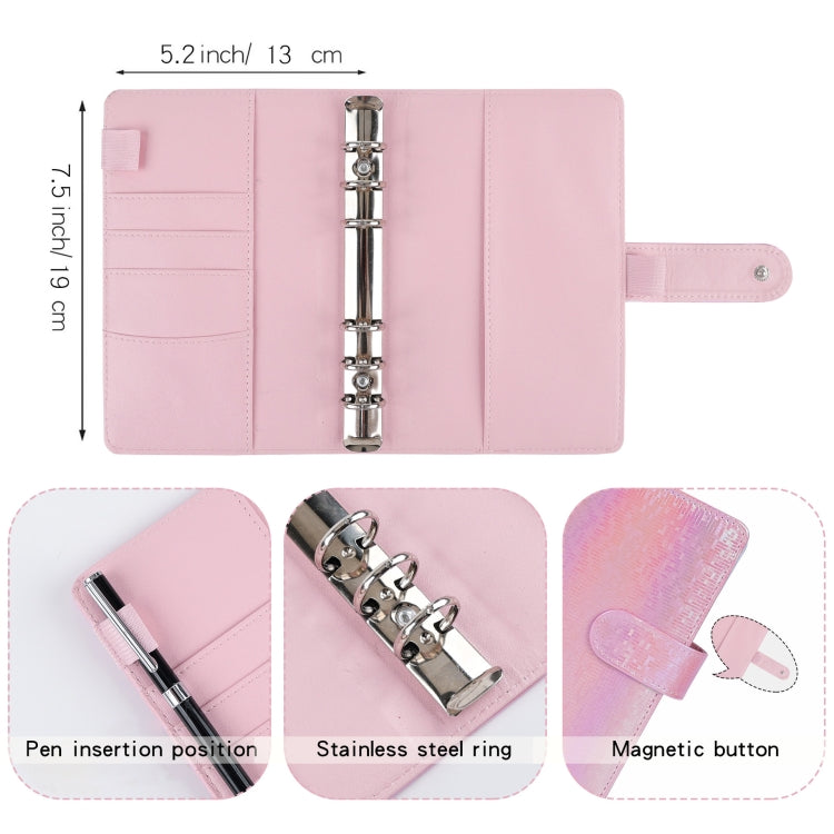 A6 Illusion Magic Square Loose-leaf PU Notebook Cash Budget Book, White, Black, Pink, Purple, Orange, Blue, Green, Milk Tea
