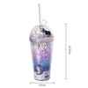 Space Straw Cup Plastic Double Layer Water Cup, 420ml