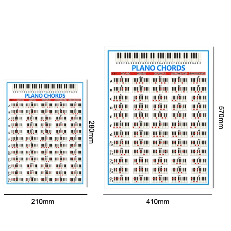 Staff Piano Chord Practice Picture Coated Paper 88 Keys Beginner Piano Fingering Chart, Size: