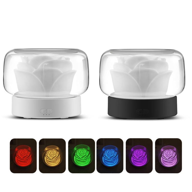 400ml Rose Aromatherapy Diffuser Timing Humidifier with Seven-color Light,CN Plug, Rose (White), Rose (Gray)