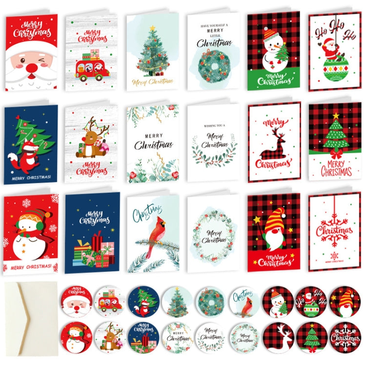 6 Fold Cards + 6 Envelopes + 6 Stickers Christmas Day Greeting Cards, MC8-92, MC8-93, MC8-94
