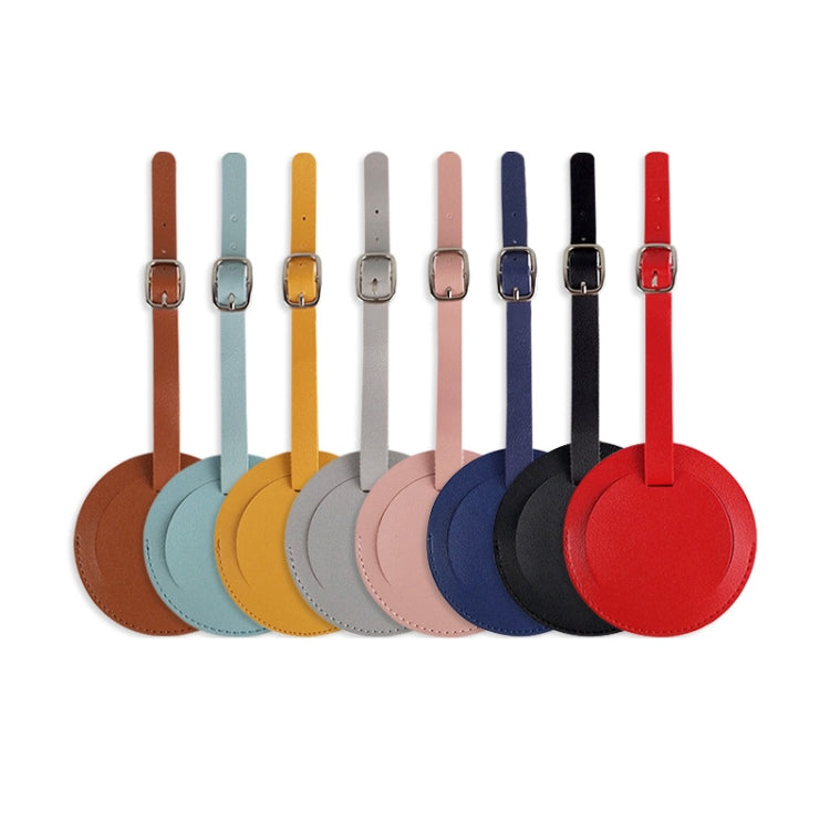 5 PCS Soft-Surface Leather Stitched Round Boarding Pass Luggage Tag