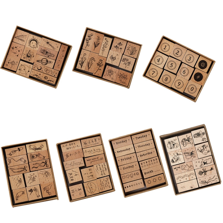 Vintage Beech Combination Seal Set Wooden Handbook Seal Set, Cosmic Radio Station, Finger Story, Number Games, Hua Town Story, Gift To Gentleness, Retro Time, Baby Jennie