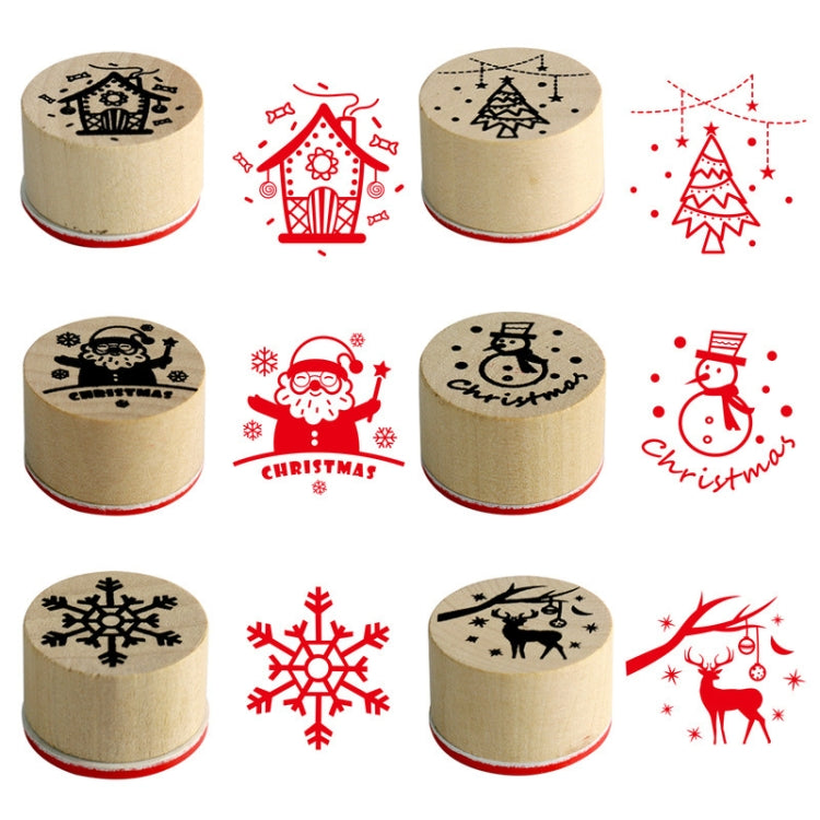 Christmas Snowflake Deer Wooden DIY Stamp Set, 6PCS/Set