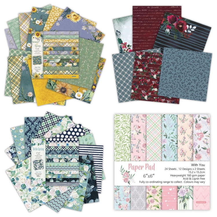 2 Sets 6 Inch Scrapbooking Background Paper Art Handmade Crafts