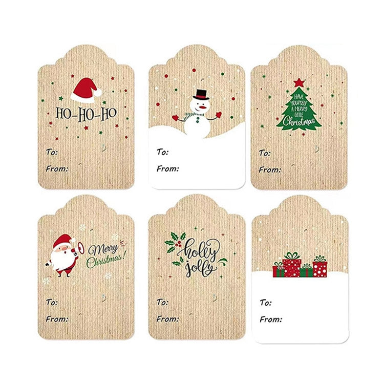 300PCS/Roll Rectangular Shaped Christmas Decoration Stickers Holiday Gift Tag Tape, Cowhide