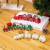 Christmas Decoration Wooden Train Kindergarten Christmas Festival Gift, Red 4 Section, Green 4 Section, White 4 Section