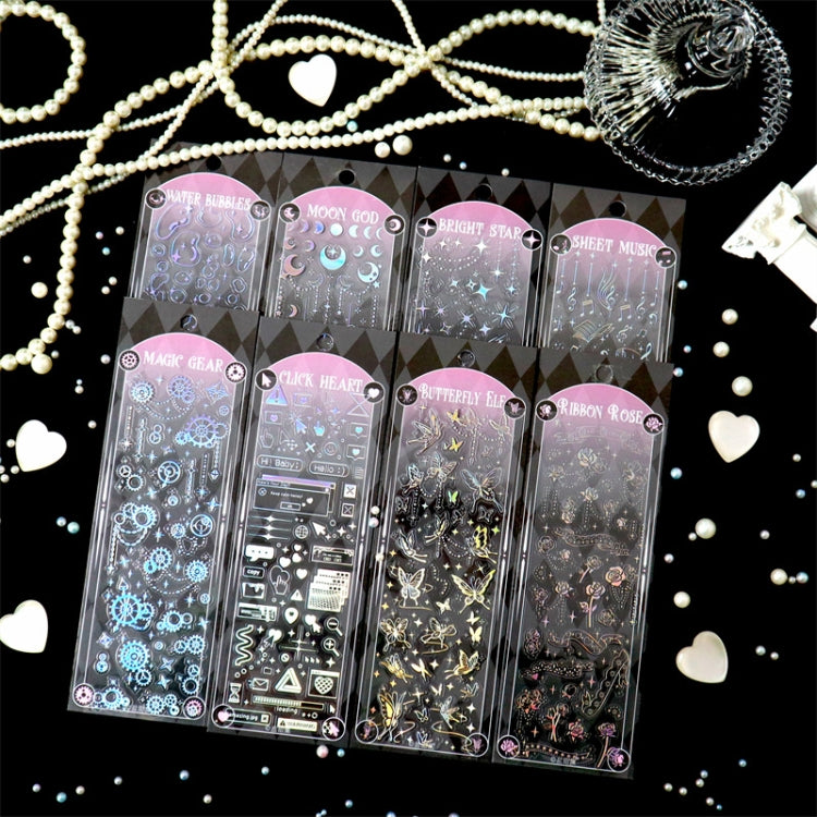 3 PCS Laser Stereo DIY Stickers Set Handbook Decorative Material Stickers