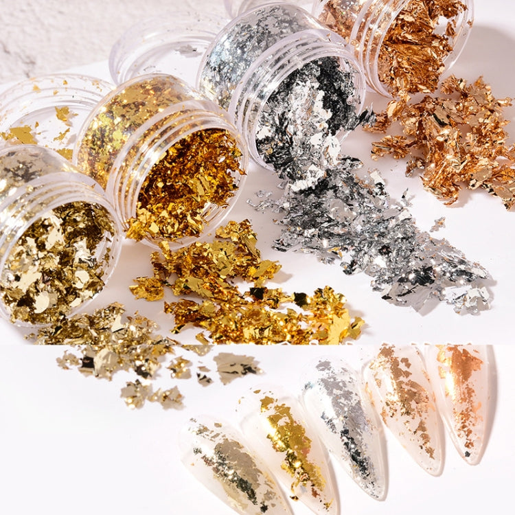 10 PCS K Gold Tin Foil Nail Decoration Nail Polish Adhesive Sticker, 10 PCS Gold, 10 PCS Silver, 10 PCS Copper Gold, 10 PCS Light Gold, 10 PCS Champagne Gold