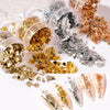 10 PCS K Gold Tin Foil Nail Decoration Nail Polish Adhesive Sticker, 10 PCS Gold, 10 PCS Silver, 10 PCS Copper Gold, 10 PCS Light Gold, 10 PCS Champagne Gold