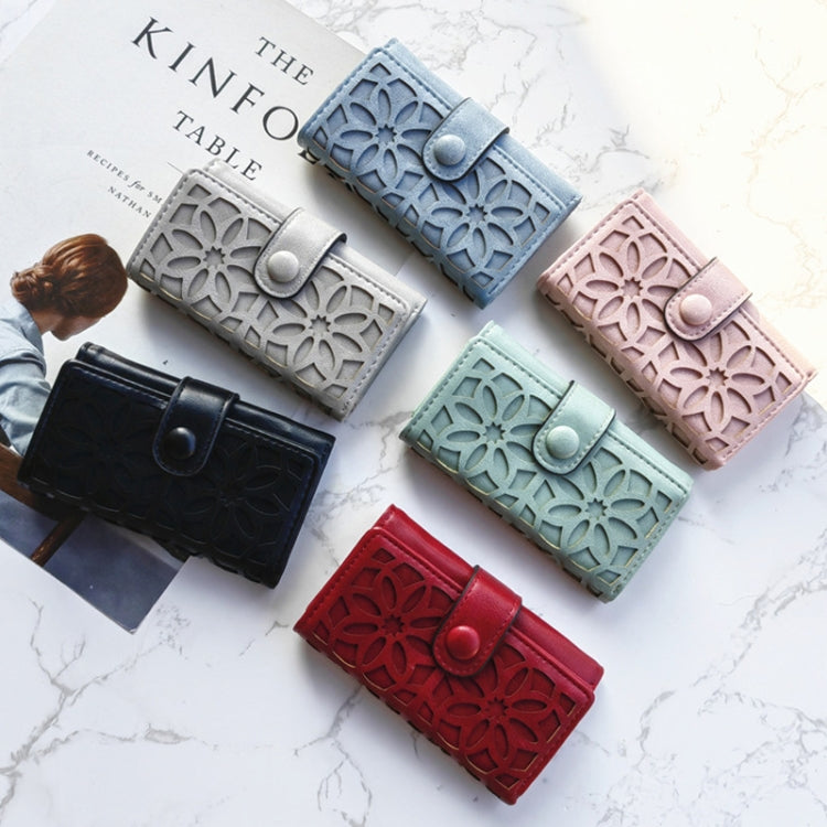 PU Multi-functional Triple Fold Buckle Women Key Bag, PU Black, PU Grey, PU Red, PU Pink, PU Green, PU Blue