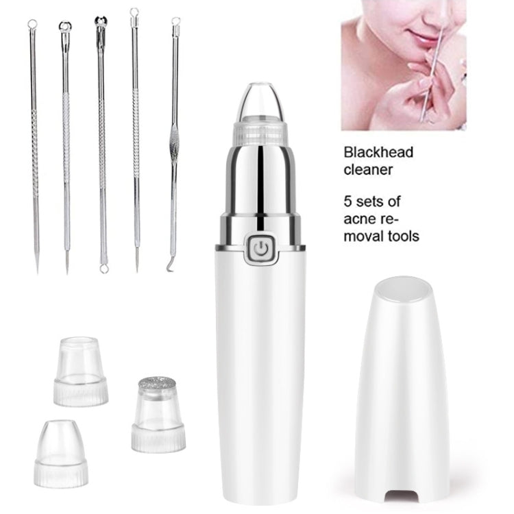 HD-3138 Electric Pore Cleaning Instrument Hot Compress To Export Acne Removing Blackhead Beauty Instrument, White With Acne Needle