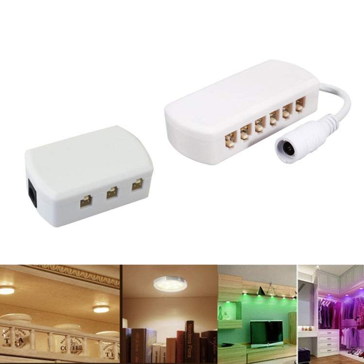 6 Ports 2510 Hub Splitter Junction Box Distributer Connectors Cabinet Light Adapter, 6 Ports  Without DC Header, 6 Ports With DC Head