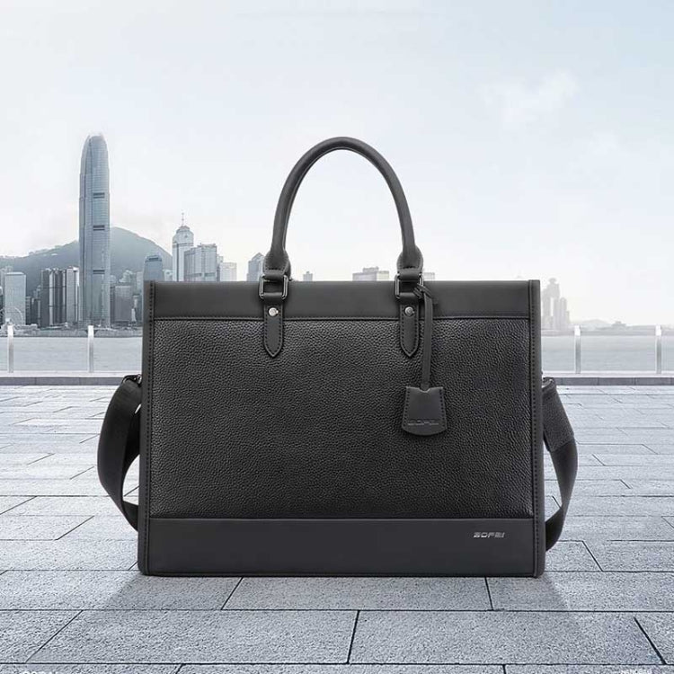 Bopai 11-98811 Leather Business Large-capacity Laptop Handbag Messenger Briefcase, 11-98811