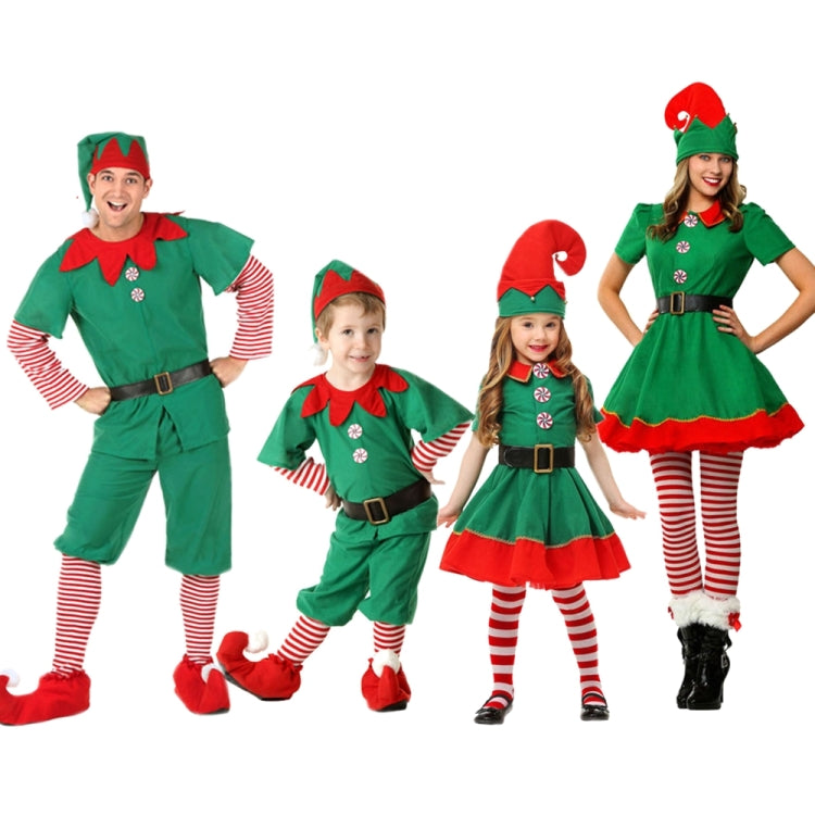 Christmas Green Elf Cosplay Costume Chris Santa Claus Costume Set, 80cm, 90cm, 100cm, 110cm, 120cm, 130cm, 140cm, 150cm, 160cm, 170cm, 180cm