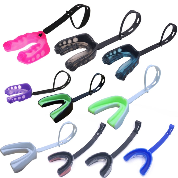 Mouthguard Braces Boxing Taekwondo Combat Protective Gear With Lanyard, Style: Transparent, Medium (Black), Medium (Blue), Medium (Purple), Medium (Pink), Large (Black), Large (Blue), Large (Purple), Large (Pink), Black Green