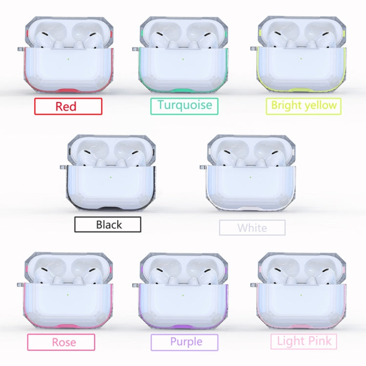 For AirPodS Pro RJT-AP-03 Bluetooth Earphone Transparent Soft Case TPU Protection Cover, White, Black, Red, Blue, Pink, Violet, Fluorescent Yellow, Rose Red