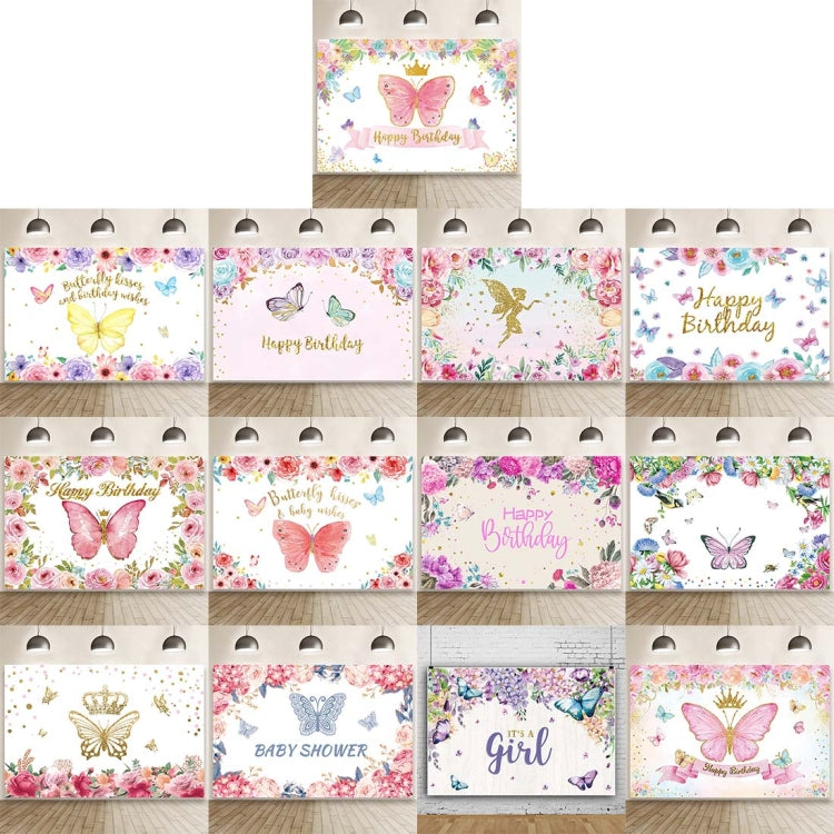 1.5m X 1m Butterfly Pattern Photography Backdrop Birthday Party Decoration Background Cloth