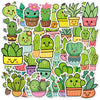 3 Sets 50PCS/Set Cartoon Cactus DIY Handbook Decorative Stickers Floral Laptop Waterproof Sticker, Cactus