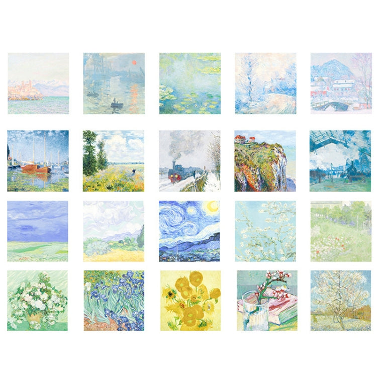 Vintage Painting Series Non-sticky Note Book Handbook Material Paper, Far Sea, Monet San Lazar Railway Station, Norwegian Sanvik Scenery, Giverny Under Snow, Van Gogh-Lihua, Wheat Fields Under Thunderstorm, Blooming Apricot Flower Branch, Domas Garden�...