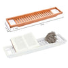 Bamboo Non-slip Bathtub Shelf Multifunctional Soaking Shelf, Bamboo Color, White
