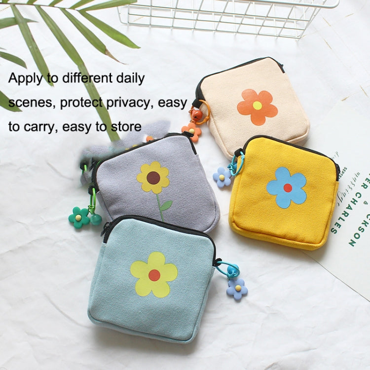 Sanitary Napkin Storage Bag Large Capacity Little Bag Canvas Simple Short Wallet, Pink, Orange, Light Purple, Sky Blue