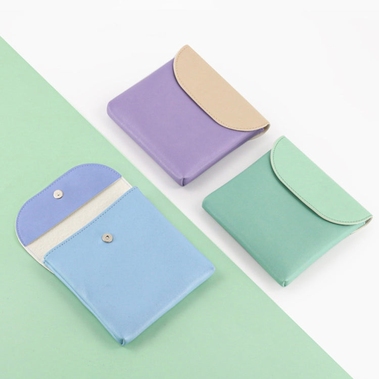 D9900 Simple Lipstick Bag PU Leather Sanitary Storage Bags, D9900 (Blue), D9900 (Purple), D9900 (Green)