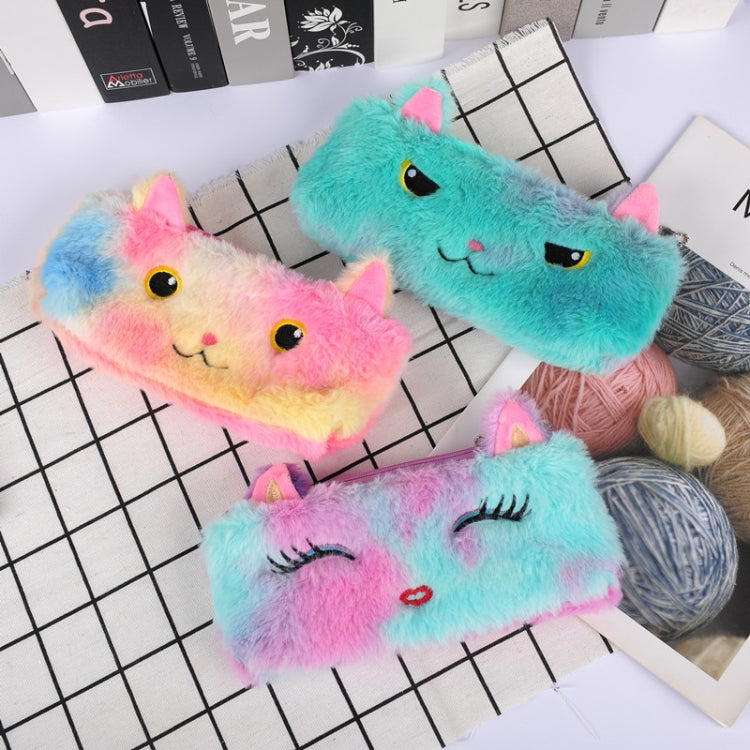 3pcs Laser Color Kitten Plush Student Stationery Pencil Case