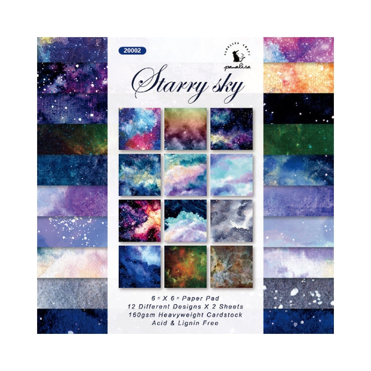 6 Inch 24 Sheets  Scrapbooking Background Paper Art Handmade Crafts, Watercolor Starry Sky
